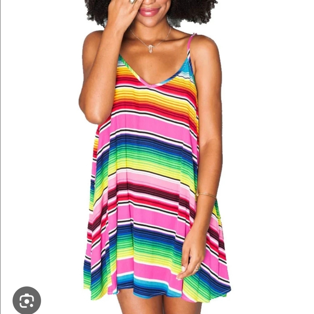 Show me your mumu multicolored striped over sized tank Dress size medium